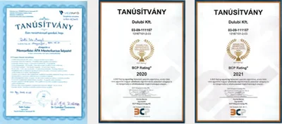 DULUBI - Tanúsítványok és oklevelek 1